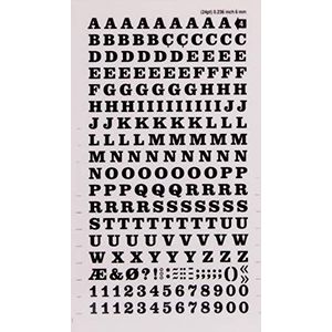 APLI DD4F - Zwart overdraagbare letters en cijfers 6 mm 214 tekens