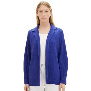 TOM TAILOR Cardigan voor dames, gebreid vest met structuur, 33965 - Crest Blue Melange, XXS