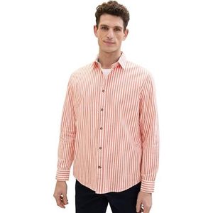TOM TAILOR heren overhemd, 35384 - Oranje Wit Dobby Stripe, L