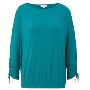 s.Oliver Shirt met lange mouwen en plooien aan de mouwen, Petrol 6680, 40