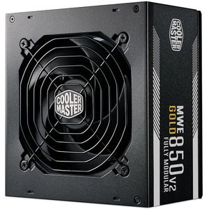 Cooler Master MWE Gold 850 V2 ATX 3.1 Volmodulaire voeding, ATX 3.1-ondersteuning, 80 Plus Gold, 850 watt pc-voeding, PCIe 5.1-kabel, 120 mm HDB-ventilator, hoge temperatuurdrempel