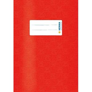 HERMA 19863 boekomslagen A5 bast rood, 10 stuks, schriften met etiket en baststructuur van duurzame en afwasbare polypropyleenfolie, set voor schoolschriften, gekleurd