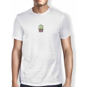 Green Fish, Basic T-shirt voor heren, 100% katoen, regular fit, Digital Icon Printed, maat: L, kleur: wit, wit, L