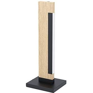 Eglo Camacho Led-tafellamp, 1 lamp, dimbaar, bedlampje, modern, van staal, hout en kunststof, woonkamerlamp in zwart, naturel, wit, lamp met touch-dim