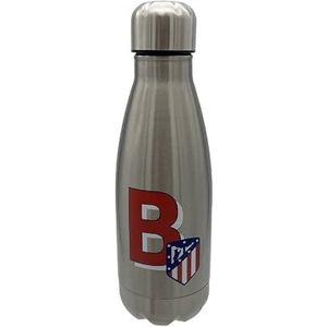 Atlético de Madrid - roestvrijstalen waterfles, hermetische sluiting, met rode letter B-ontwerp, 550 ml, metallic kleur, officieel product (CyP Brands)