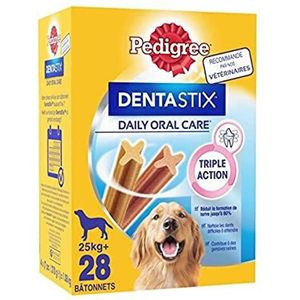 Pedigree DentaStix Daily Oral Care tandverzorgingssnack voor grote honden – hondenblackers met kip & rundsmaak voor elke dag – 112 sticks (4 x 28 stuks)