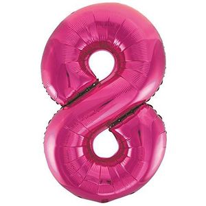 Unique Party 55738 Gigantische folieballon, 86 cm, roze, cijfer 8
