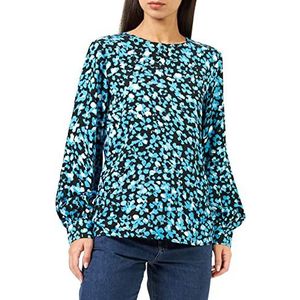 Taifun Dames 260019-11230 Blouse, Electric Blue Patroon, 42