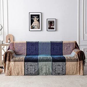 Edcooy Boho plaid, chenille jacquard kwastjes sierdekens voor bedbank, sofa, stoel, Boheemse decoratie bankhoes (paars, groot, 86 x 102 inch)