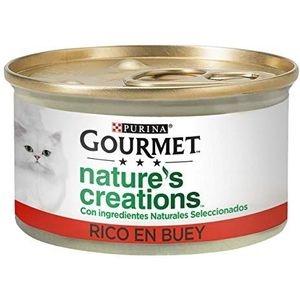 Purina Gourmet Nature's Creations Natuurlijk natvoer voor katten met os, 24 blikjes van 85 g