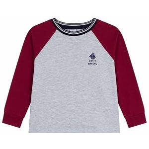 Petit Bateau T-shirt voor kinderen, lange mouwen, van effen katoen, Rook/Amarant, 3 Jaren