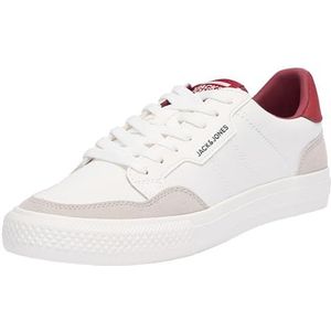 JACK & JONES Sneakers voor heren, Helder Wit Detail Red Dahlia, 42 EU