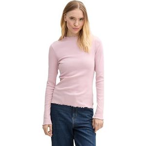 TOM TAILOR Denim T-shirt met lange mouwen voor dames, 36537 - Soft Dusty Rose, XXL