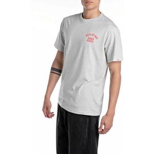 Replay Heren regular fit T-shirt van katoen, M06 Light Grey Melange, L