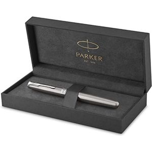 Parker Sonnet vulpen, roestvrij staal met palladium sierdelen, vulpen met fijne veer, geschenkdoos