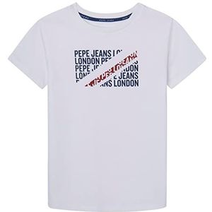 Pepe Jeans Tony Tee T-shirt voor jongens, wit, 6 Jaar