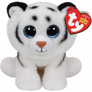 TY T42106 - Beanie Babies Witte Tijger Tundra 15 CM - 1 Stuk,Smal,Wit and Blue