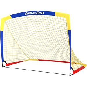 Dimples Excel Voetbaldoel pop-up voetbalnet na voetbaltraining voor kinderen tuin festival cadeau 1 pak (5 '× 3.6', blauw + geel)