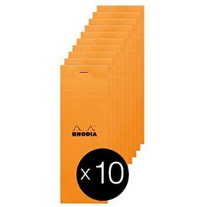 RHODIA 8200C notitieblok, geniet, nr. 8, shopping, oranje, 7,4 x 21 cm, kleine ruitjes, 80 vellen afneembaar, licht papier, 80 g, envelop van gecoate kaart - verpakking met 10 blokken