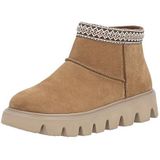 Rieker - R-Rieker - Winterlaarzen - Lichtbruin - Plateauzolen - Enkellaarsjes met Textielen Rand in Ethno-look