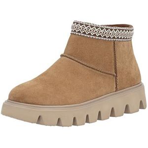 Rieker - R-Rieker - Winterlaarzen - Lichtbruin - Plateauzolen - Enkellaarsjes met Textielen Rand in Ethno-look