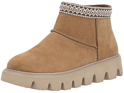 Rieker - R-Rieker - Winterlaarzen - Lichtbruin - Plateauzolen - Enkellaarsjes met Textielen Rand in Ethno-look