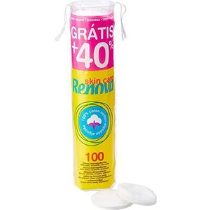 Renova Make-up Remover Pads, 100 stuks, katoen, extra zacht, robuust en absorberend, standaardmaat