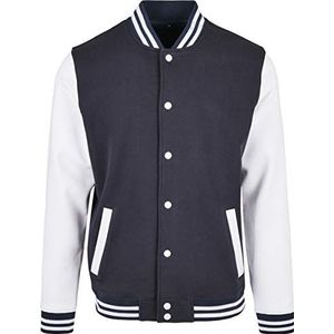 Build Your Brand Basic College Jacket voor heren, collegejack voor mannen, verkrijgbaar in vele kleuren, maten XS - 5XL, navy/wit, 4XL