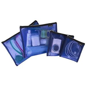 Travelon Set van 4 mesh tassen, Blauw, 9.5 x 12.75 x 0.5, Travelon Mesh Bag (Pack van 4)