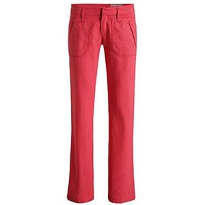 Esprit EDC Play Linen Long - broek - recht - dames, Rood (Cw Red 600), 44W x 34L (Fabrikant maat:42/L)