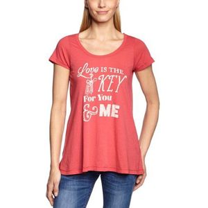 Herrlicher Dames Cindy Single Jersey T-Shirt, Rood (Tomato 167), 38/40 NL