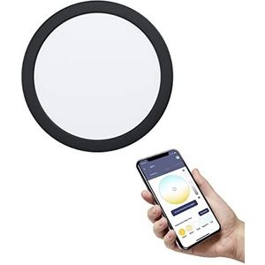 EGLO connect.z Smart Home LED badkamer inbouwspot Fueva-Z, Ø 216 mm, ZigBee, app en spraakbesturing, lichtkleur instelbaar, dimbaar, aluminium zwart, IP44