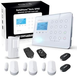 Safe2Home® Draadloze alarmsystemenset SP110 met sabotabescherming - Duits - GSM alarmsysteem met SMS alarmering etc. - alarmsystemen voor huis kantoor incl. accessoires en sensoren - alarmsysteem