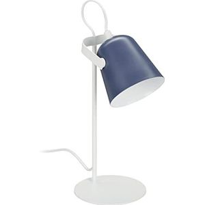Relaxdays bureaulamp metaal, kantelbare lampenkap, HxØ: 39 x 15 cm, ook als leeslamp, E14-fiting, in het blauw