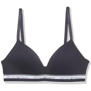 Emporio Armani Stretch Katoen Logoband Gewatteerde Triangle BH Zwart, Zwart, M