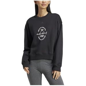 adidas Dames SIGNATURE GRAFIC PRINT FLEECE LOSSE SWEATSHIRT, XS Zwart