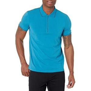 Armani Exchange Poloshirt met logo, ritssluiting, jersey polo, mozaïekblauw, S