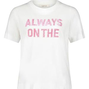 Cartoon Katoenen T-shirt voor dames, wit/roze, 36