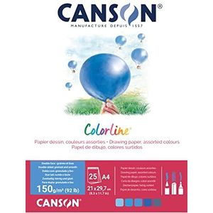 Canson ColorlineA4 Blok, 25 vellen, 150 g/m², verschillende kleuren, blauw
