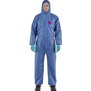 Ansell AlphaTec 1500 Model 138, Wegwerpbeschermende overall, Wegwerpwaterdichte jas, Chemische bescherming, Mechanica, Laboratorium, Werkkleding Dames Heren, Blauw, Maat 3XL (1 stuk)