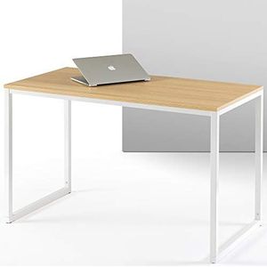 Zinus Jennifer Moderne werktafel van metaal en hout, computertafel voor thuiskantoor, 119 x 61 x 74 cm, lichtbruin en wit