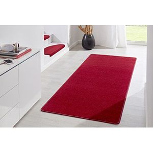 Hanse Home Fancy Indoor tapijt, effen, modern, velours tapijt voor eetkamer, woonkamer, kinderkamer, hal, slaapkamer, keuken, rood, 80 x 300 cm