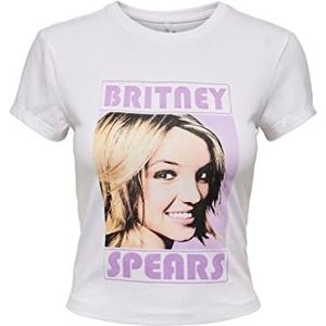 ONLY Dames ONLBRITNEY Spears S/S TOP JRS T-shirt, helder wit/print: gezicht, XL