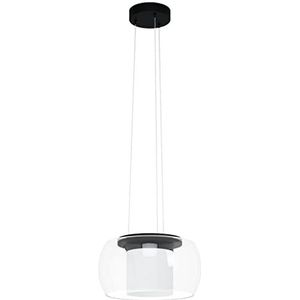 EGLO Briaglia-c Led-hanglamp, dimbare hanglamp voor eettafel, Smart Home eetkamerlamp, glazen bol met gesatineerde cilinder, metaal in zwart, warm wit