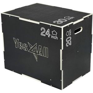 Yes4All SPZJ 3-in-1 antislip houten plyo box - zwart - 76,2 x 61 x 50,9