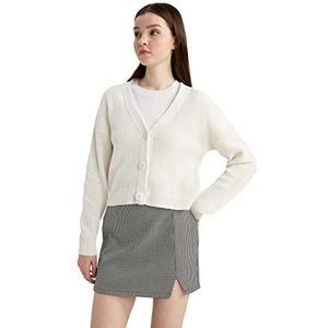 DeFacto Dames Cardigan Sweater, ecru, L/XL