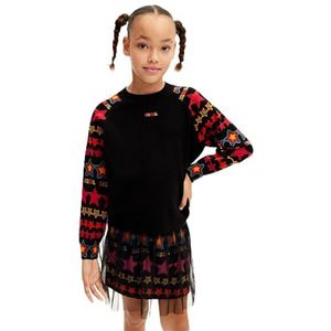 Desigual Meisjes Meisje Flat Knit Pullover Lange Mouwen Sweatshirt, zwart, 12 Jaar