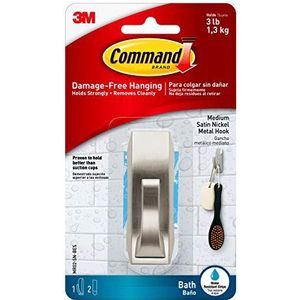 Command Bad Medium Moderne Reflecties Satijn Nikkel Metalen Haak MR02-SN-B