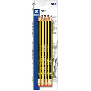 Staedtler 122-2 BK10ST Noris Potlood, HB, Zeskant, Met Gum, Onbreekbare Potloden, 10 Stuks