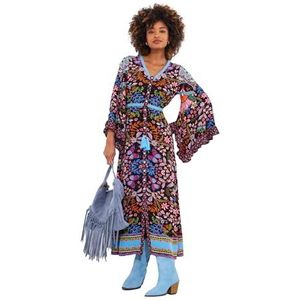 Joe Browns Levendige maxi-jurk met vlinderrand voor dames, Zwart, 42